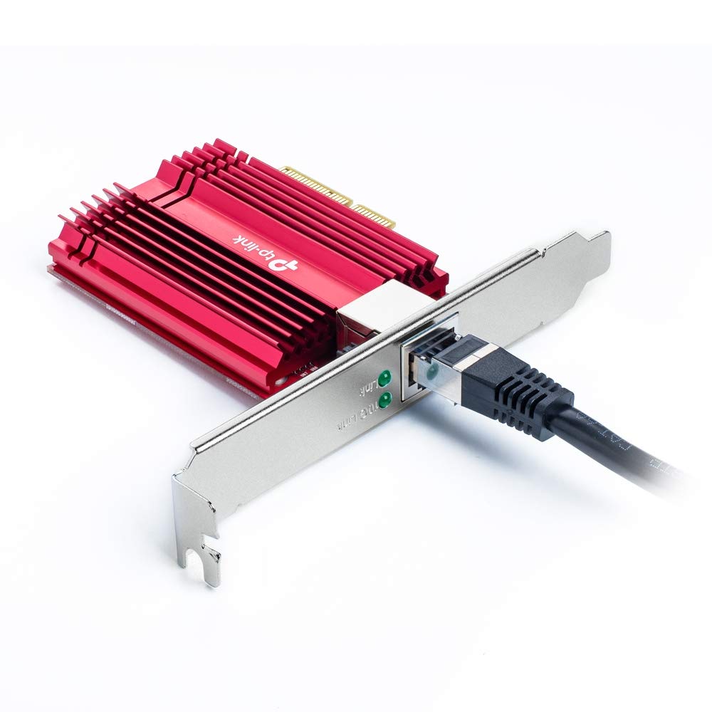 TP-Link Tarjeta de red PCIe de 10 GB (TX401), adaptador de red PCIe a 10 Gigabit Ethernet, compatible con Windows 11/10/8.1/8/7, Windows Servers 2019/2016/2012 R2 y Linux, incluyendo un cable Ethernet CAT6A