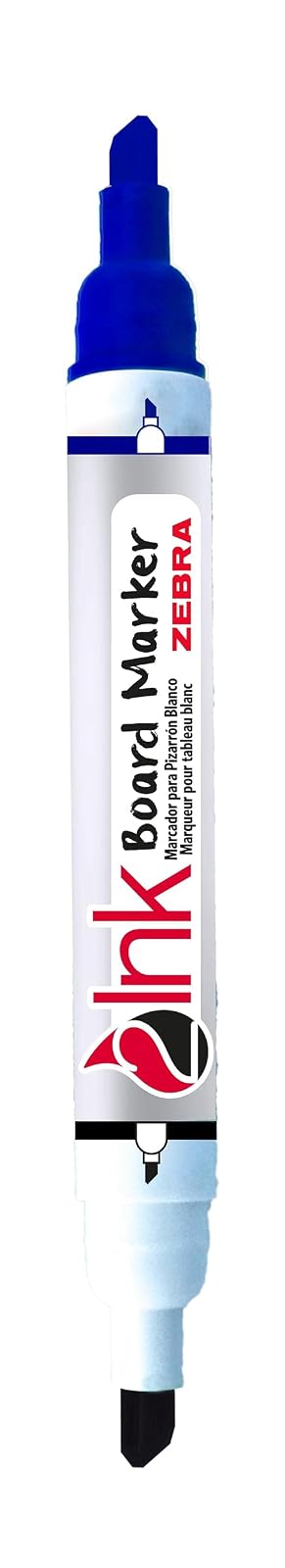 Zebra Marcador para Pizarrón 2ink Doble Punta Negro/Azul, Caja de 6 Piezas