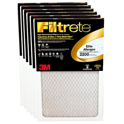 Filtrete Filtro de aire para horno de aire acondicionado, MPR 2200, Healthy Living Elite Allergen, paquete de 6 (dimensiones exactas 13.81 x 19.81 x 0.78) - Paquete 6 - 14x20x1