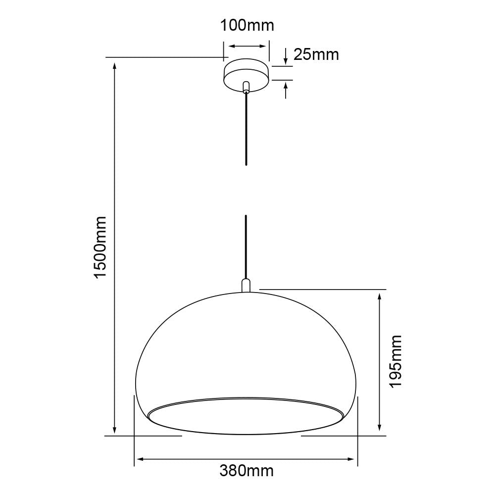 Tecnolite Lámpara Colgante Decorativa, Lampara de Techo para Interior de Casas, Base E27, Modelo 20CTL1941MVN, Terminado: Negro Mate con Interior Dorado, 8.5 Watts