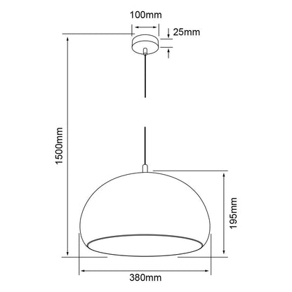 Tecnolite Lámpara Colgante Decorativa, Lampara de Techo para Interior de Casas, Base E27, Modelo 20CTL1941MVN, Terminado: Negro Mate con Interior Dorado, 8.5 Watts