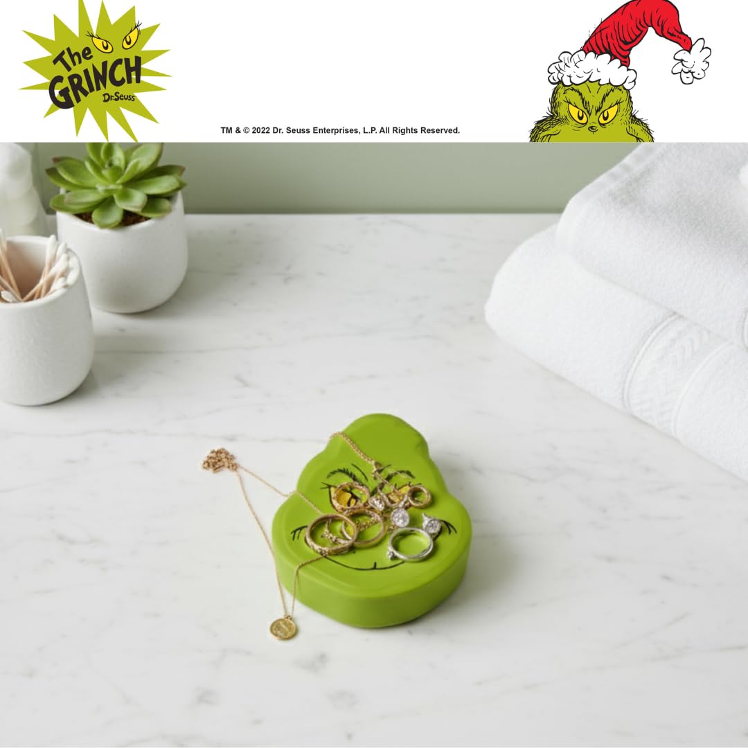 Franco Dr. Seuss The Grinch - Jabonera de Resina navideña para Navidad, Soporte para jabón/joyería (Producto Oficial) Collectibles
