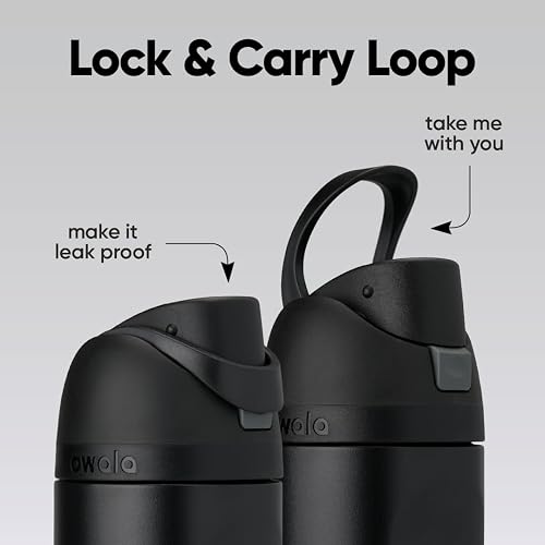 Owala FreeSip Botella de acero inoxidable aislada con popote, botella de agua deportiva libre de BPA, ideal para viajar, 40 oz, Muy, Muy Oscuro