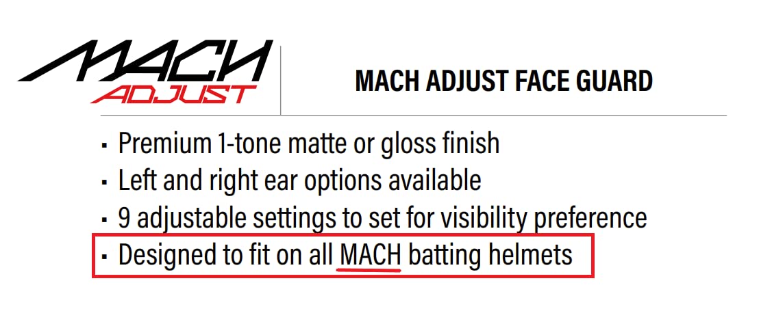 Rawlings | Mach Adjust Face Guard | Adjustable Extension Piece | Fits Mach Series Helmets | Gloss| LHB & RHB Options