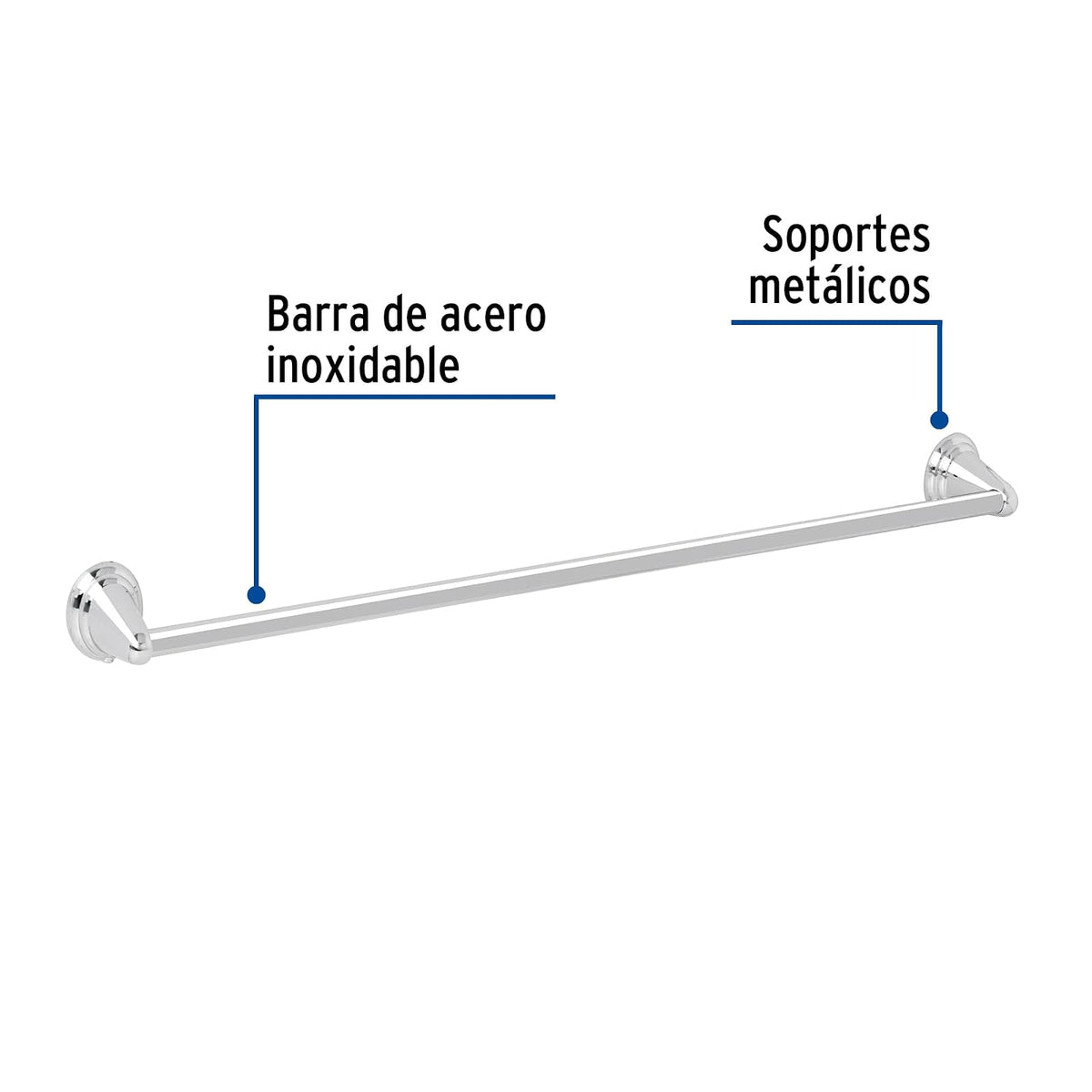 Foset Aqua AQA-86, Toallero de barra metálico acabado cromo sistema de montaje para semiempotrar