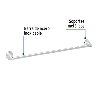 Foset Aqua AQA-86, Toallero de barra metálico acabado cromo sistema de montaje para semiempotrar