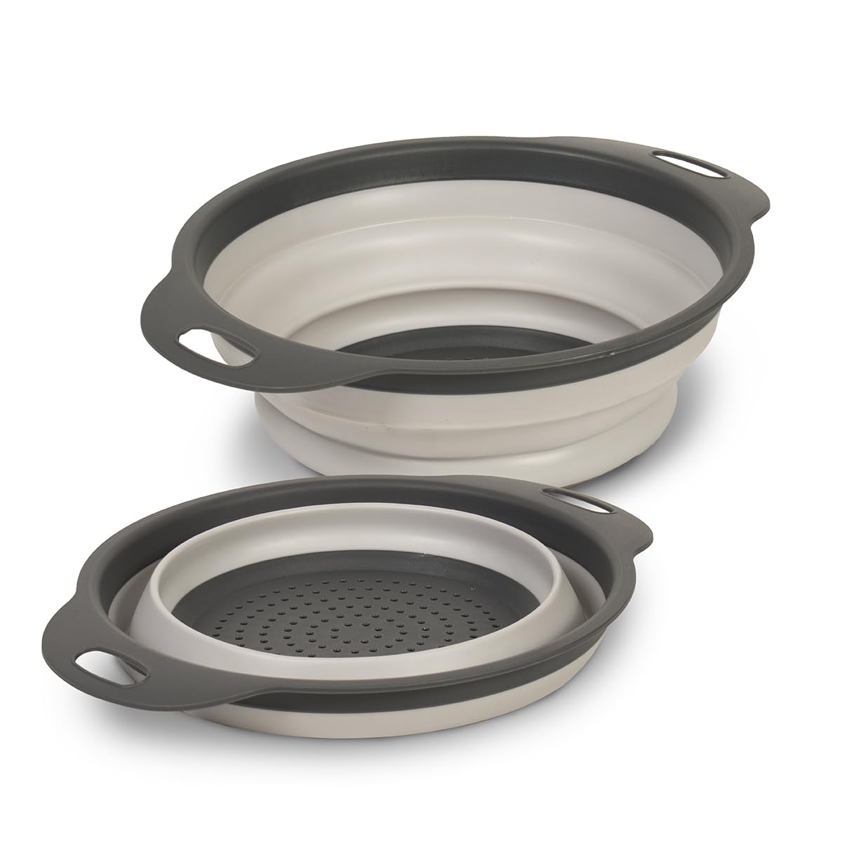 Glad Colador plegable – 2L | Escurridor de pasta pequeño para cocina, verduras y frutas | Cesta redonda plegable de plástico para un fácil almacenamiento, gris
