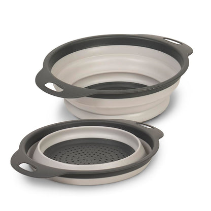 Glad Colador plegable – 2L | Escurridor de pasta pequeño para cocina, verduras y frutas | Cesta redonda plegable de plástico para un fácil almacenamiento, gris