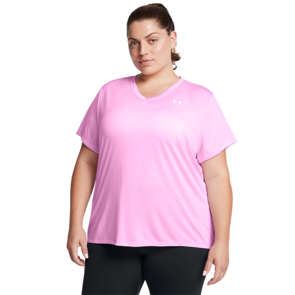 Under Armour Tech Twist Playera Cuello en V Mujer - (638) Stellar Pink - White - M