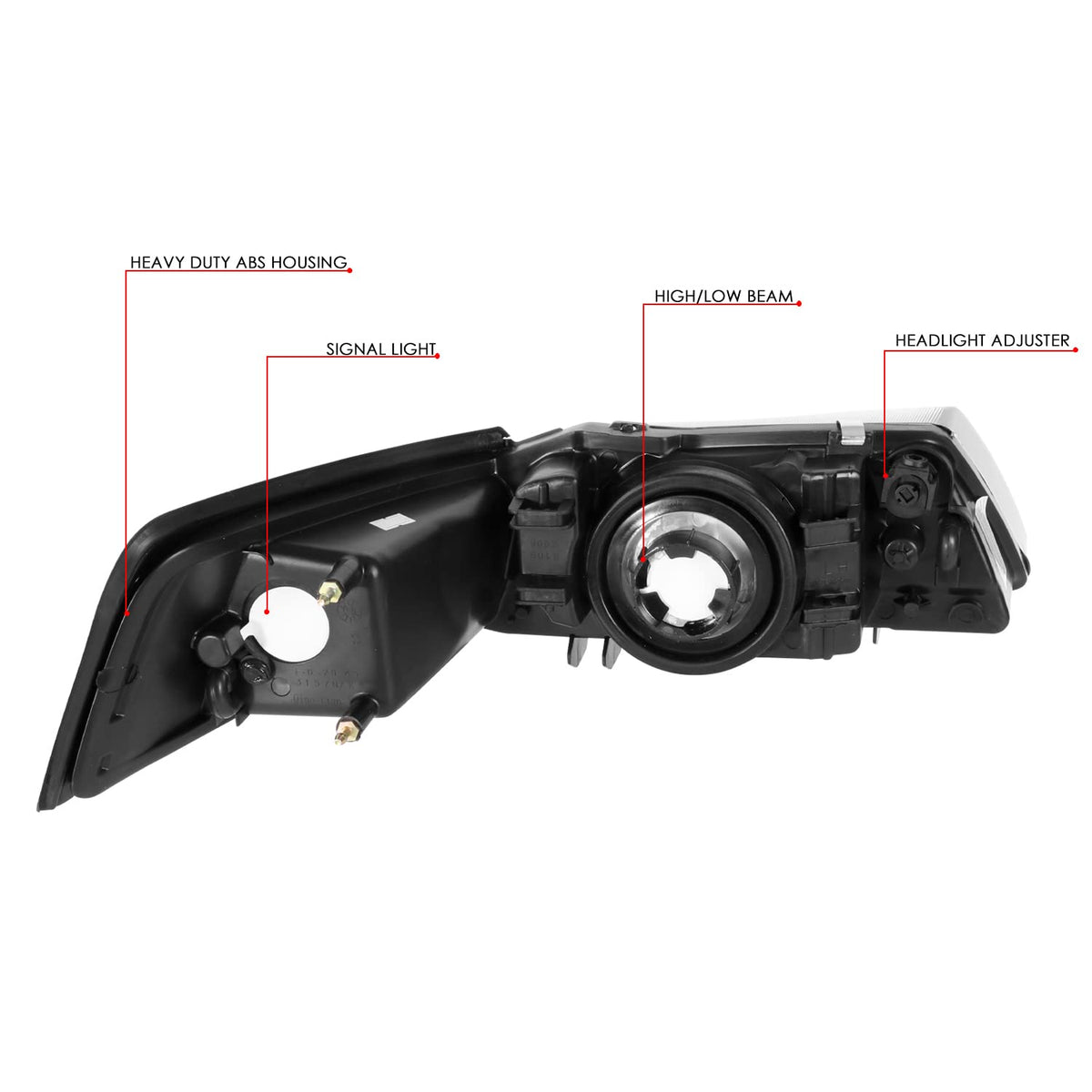 DNA Motoring HL-OH-FM99-BK-AM Faros Delanteros Negros Ámbar para Ford Mustang 99-04