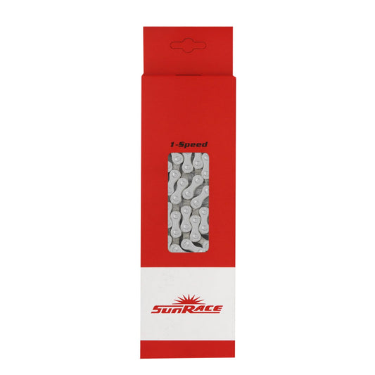 SUNRACE Cadena CN11A 1/2X11/128 11P 126 Eslabones Plata con Candado Cajita CN11A.126Q.SS1.BXB