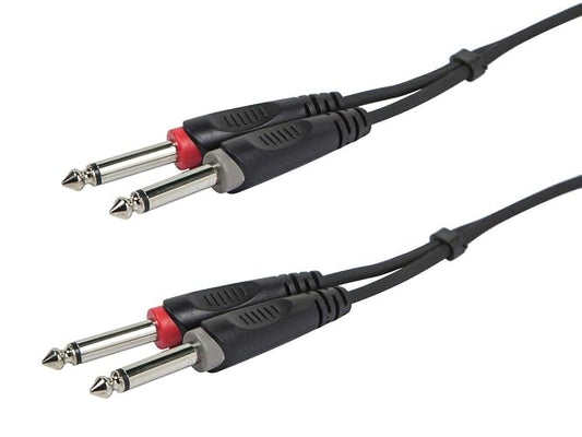 Mono Dual 1/4 Inch (TS) Male - 3 Meter (10 Feet) Instrument Cable Cord 26 AWG Conductors And Copper Braid Shielding