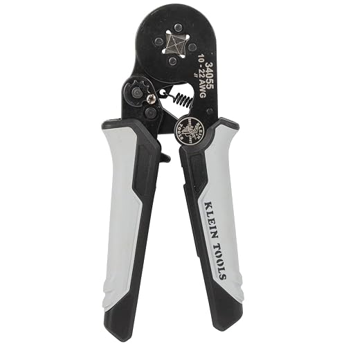 KLEIN TOOLS 34055 | Pinza Ponchadora | AWG 10-22 | Ponchado Preciso | Crimpadora de terminales con matraca para ponchados firmes; pinzas electricista brindan precisión y control al conectar.