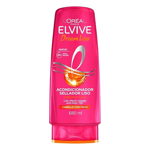 L'Oréal Paris Elvive Dream Liso Acondicionador, Efecto Keratina Anti Frizz Hasta por 72h, Resistente a la Humedad, Cabello Liso y Sedoso, 680ml