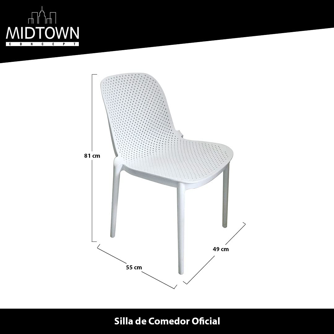 International Home 4 Sillas de Plastico de Comedor Interior y Exterior, con Proteccion UV, Estilo Minimalista, Color Blanco