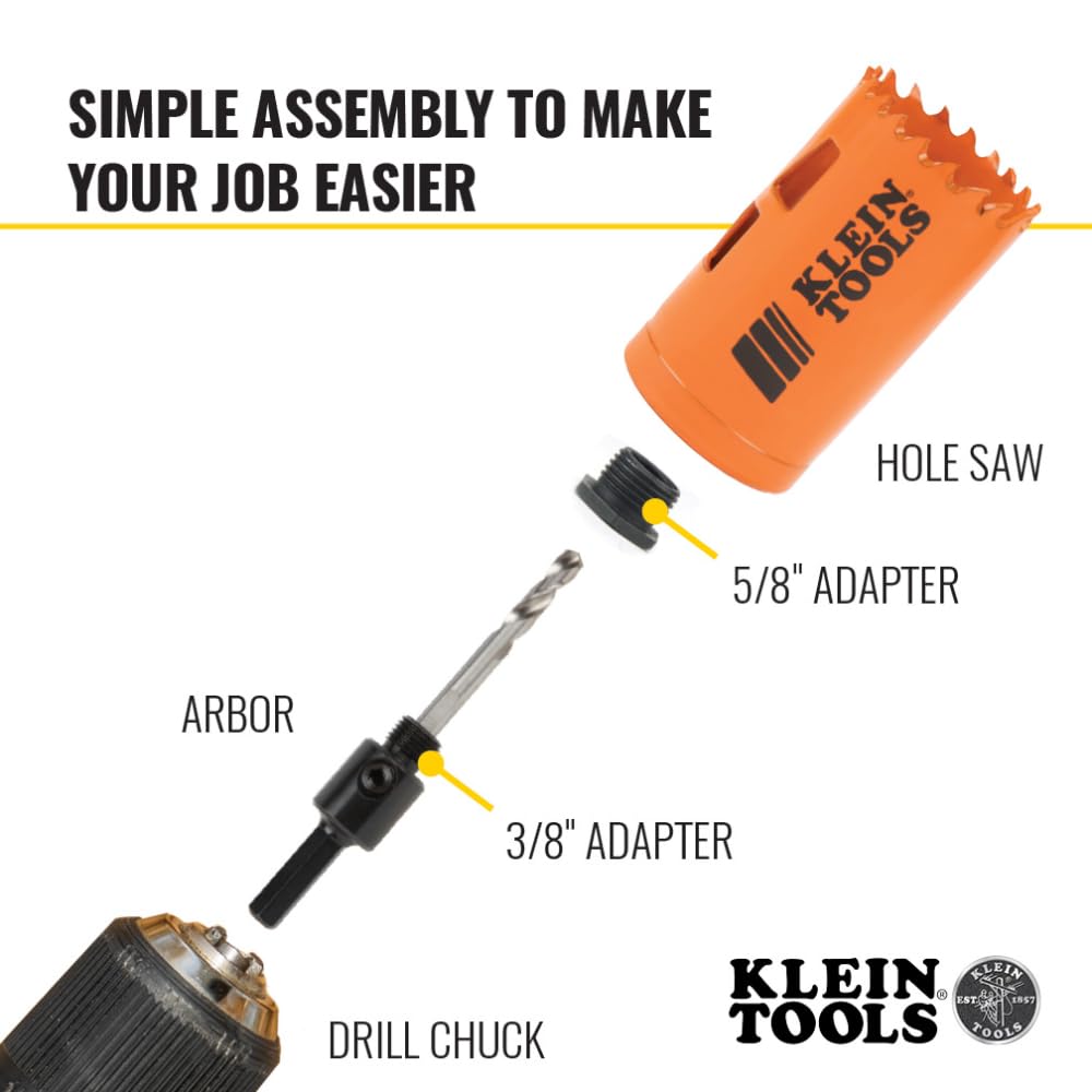 Klein Tools 32905 Kit de brocas sierra para electricistas con mandril de 3 piezas