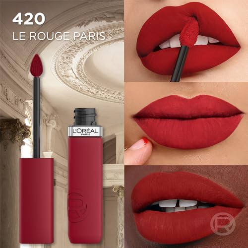 L’Oréal Paris Infaillible Le Matte Resistance Labial Líquido de Larga Duración por 16H, a Prueba de Agua, Color Intenso, con Ácido Hialurónico, Tono True Love