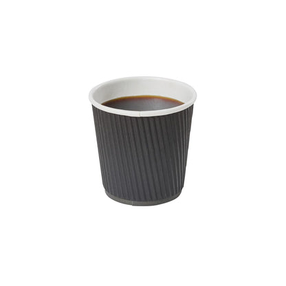 Restaurantware 25-CT Disposable Hot Beverage Cups with Ripple Wall Design, Black, 4 oz