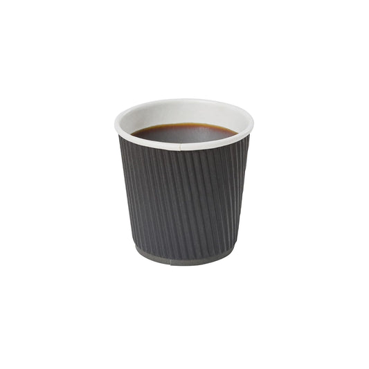 Restaurantware 25-CT Disposable Hot Beverage Cups with Ripple Wall Design, Black, 4 oz