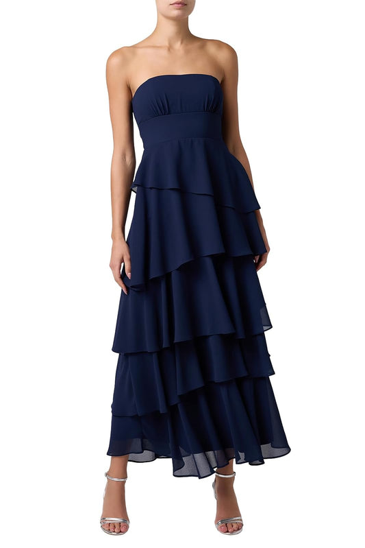 Lulus Jovie Strapless Tiered Midi Dress Vestido para ocasión Especial Mujer