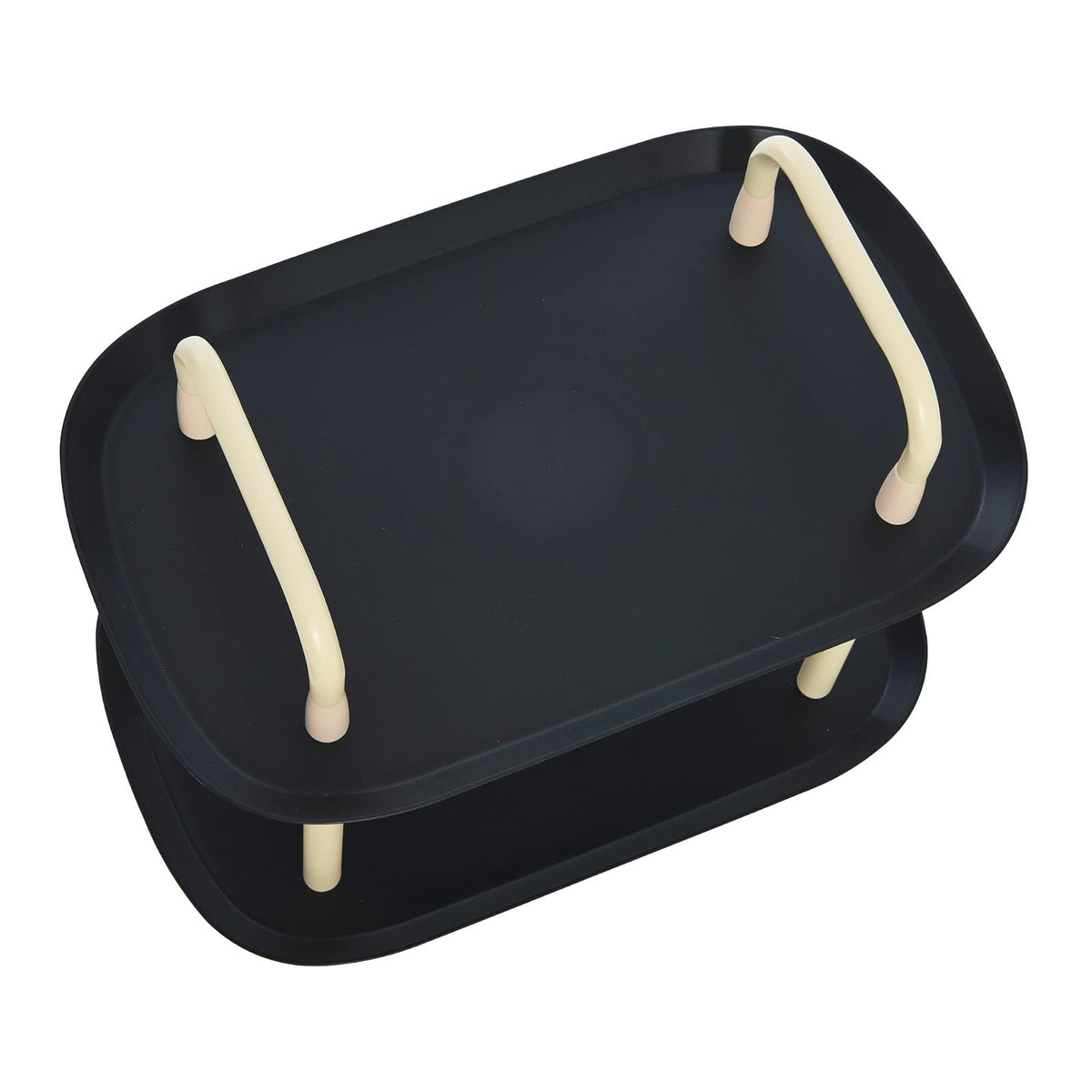 Main + Mesa Modern - Carro de plástico y Metal de 2 Niveles, Negro y Arena