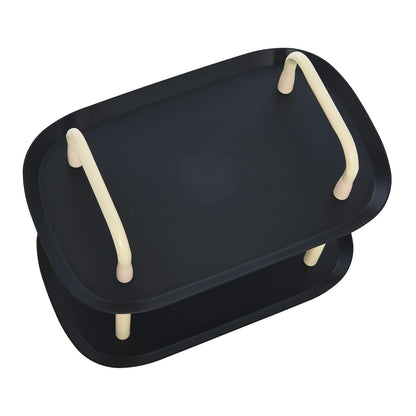 Main + Mesa Modern - Carro de plástico y Metal de 2 Niveles, Negro y Arena