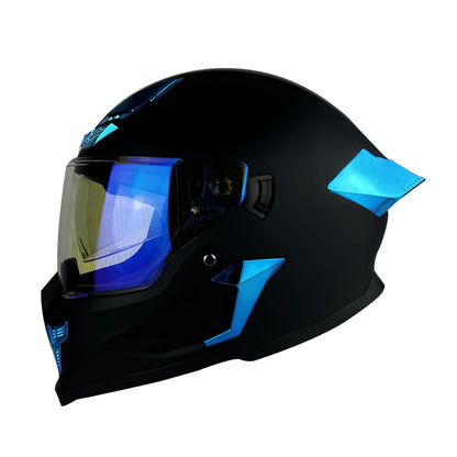 Casco Edge Integral Vortex Dot/ECE Negro Solido Mate Visor/Spoiler Azul L