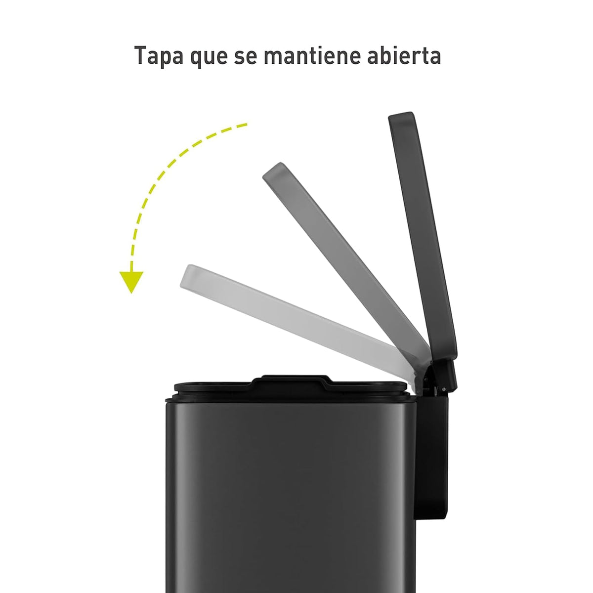 EKO Madison Bote de Basura para Cocina 50 L con Pedal Negro Mate | 50 litros, acabado negro mate, antihuellas dactilares, pedal resistente, cierre suave