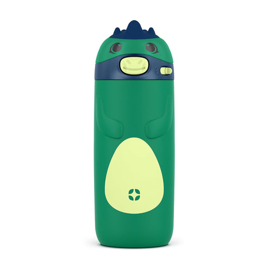 Ello Ellies Botella de agua de acero inoxidable aislada al aspiradora de 12 onzas con popote y asa de transporte integrada y tapa de bloqueo a prueba de fugas para mochila escolar, lonchera y deportes