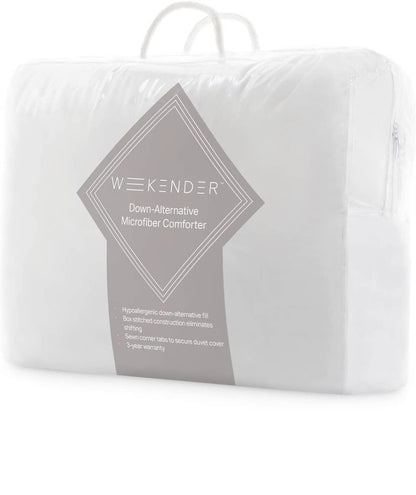 Weekender - Edredón Acolchado de Plumón Alternativo - Matrimonial - Microfibra Suave e Hipoalergénica - Úsalo Solo o con Funda - Reversible - Toda Estación - Blanco