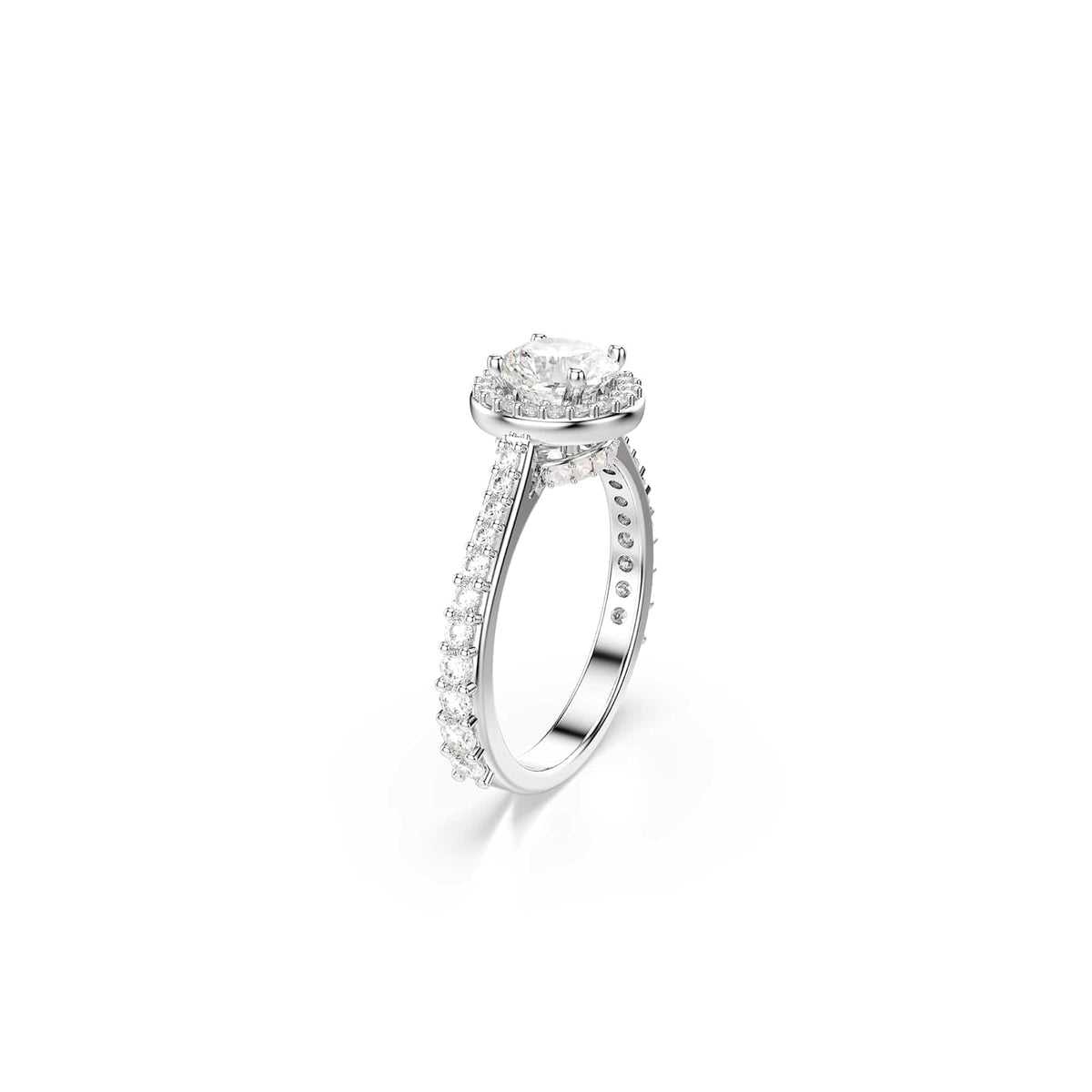 Swarovski Una Angelic Kollektion Ring, Rundschliff, Weiß, Silberfarbenes Finish