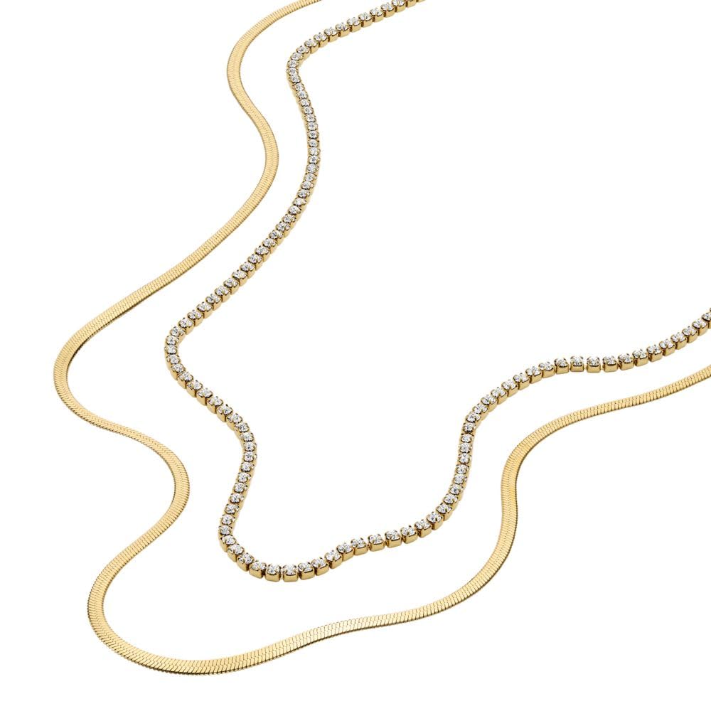 Collar Fossil JF04939710 Ellis de acero inoxidable en tono dorado para mujer