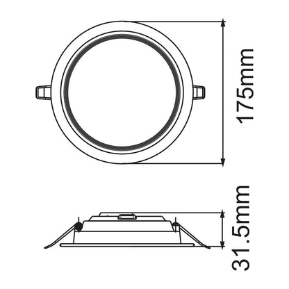 Construlita Lámpara Interior Empotrado, 18 W, 127 - 220 V, Color Blanco, Luz Cálida 3000 k, Lámpara Interior, Downlight, 1715 lm