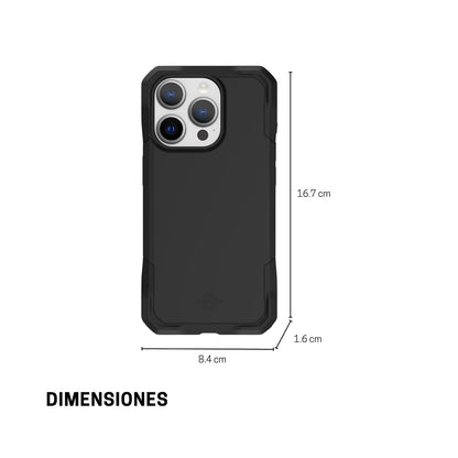 ItSkins Armor R Solid Funda con MagSafe Compatible con iPhone 15 Pro MAX, Protección Caídas 3m, Bordes Elevados, Tecnología Antimicrobiana - Negro