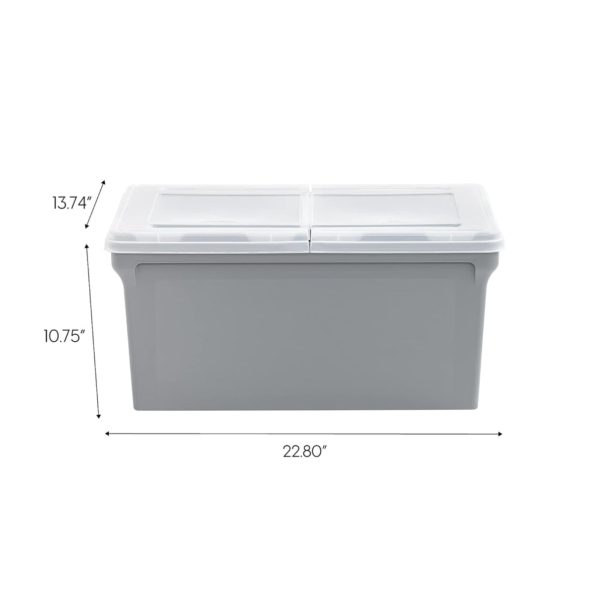 IRIS USA 42 L Caja de Archivos Plástica con Tapa de Bisagra para Archivos Carta/Legal, 4 Paquete, Bin Organizador Libre de BPA, Apilable y Anidable, Gris/Translúcido