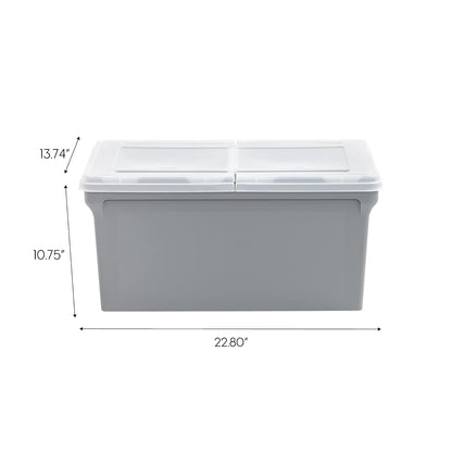 IRIS USA 42 L Caja de Archivos Plástica con Tapa de Bisagra para Archivos Carta/Legal, 4 Paquete, Bin Organizador Libre de BPA, Apilable y Anidable, Gris/Translúcido