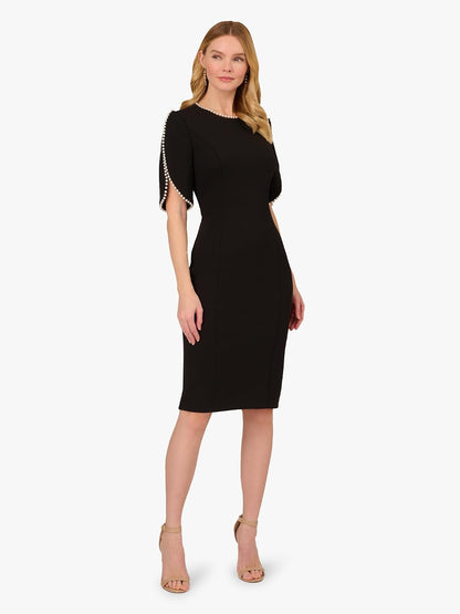 Adrianna Papell Vestido Midi Perla Crepe Punto Vestido Mujer