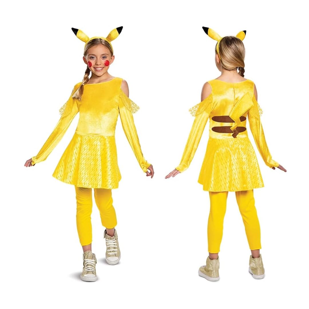 Disguise Pokemon Pikachu Costume for Girls, Deluxe Character Outfit