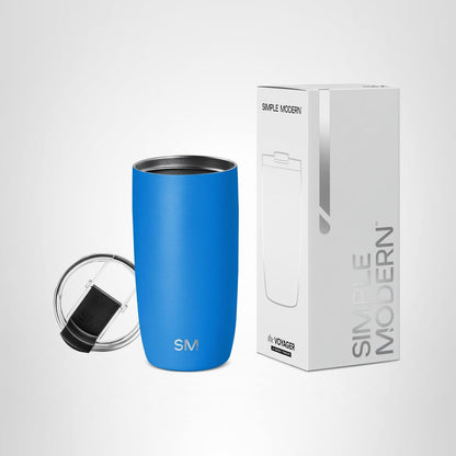 Simple Modern Voyager - Taza de Viaje con Tapa Abatible, Acero Inoxidable, Popotes Incluidos - 0.5 Litros - -Supersonic Blue