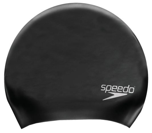 Speedo Unisex Adult Long Hair Solid Silicone Swim Cap - Black, One Siz