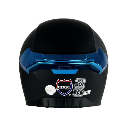 Casco Edge Integral Vortex Dot/ECE Negro Solido Mate Visor/Spoiler Azul L
