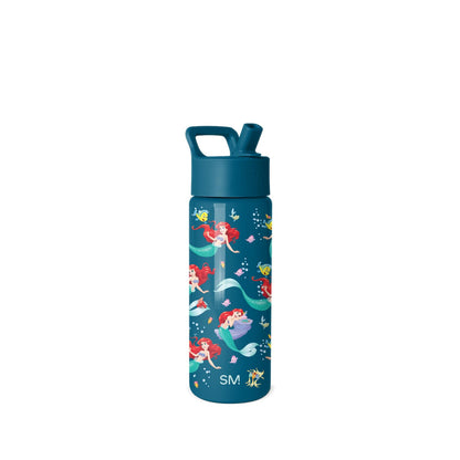 Simple Modern Summit Botella de Agua con Popote para Niños, Acero Inoxidable - Disney-The Little Mermaid Ariel's Dream - 0.5 Litros