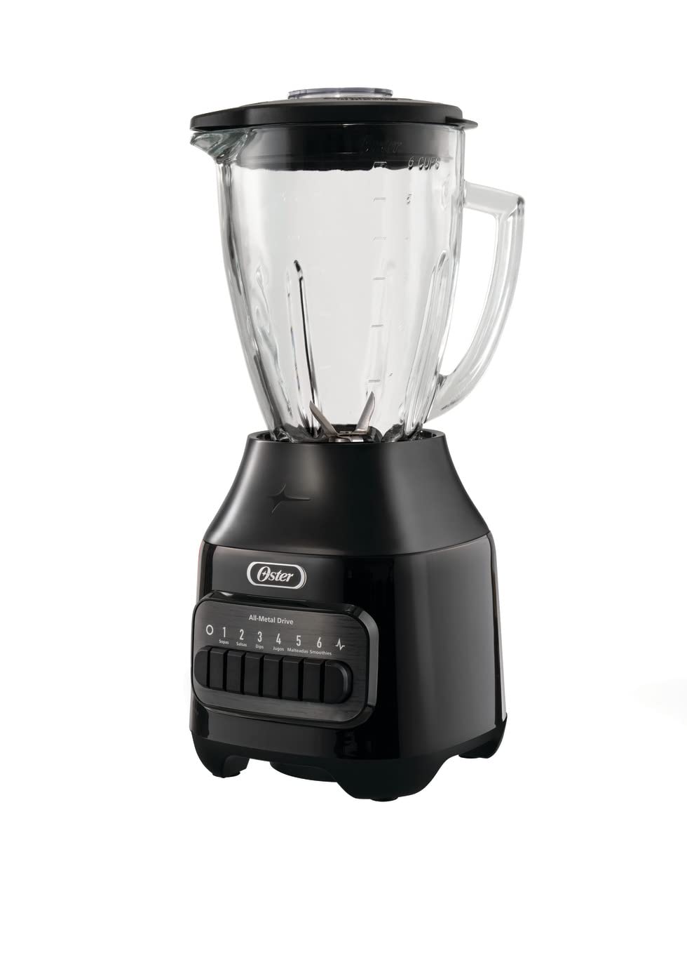 Oster Licuadora con Vaso de Vidrio y 6 Velocidades más Pulso