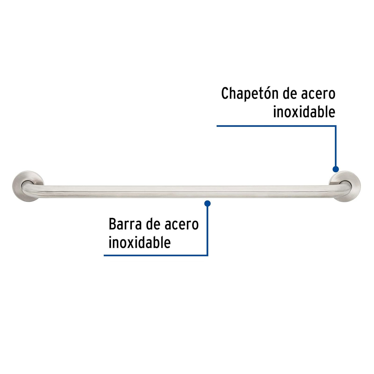 Foset Barra Angular de Seguridad, Acero INOX, 1-1/4' x 40cm