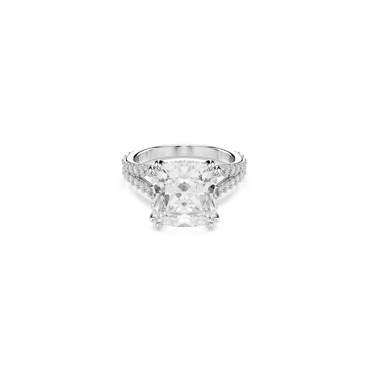 Swarovski Anillo Stilla, Talla cuadrada, Blanco, Baño de rodio