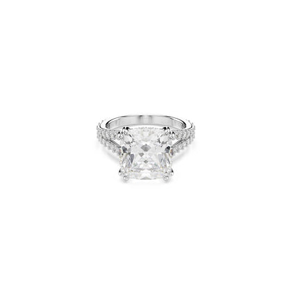Swarovski Anillo Stilla, Talla cuadrada, Blanco, Baño de rodio