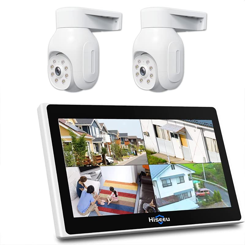 Omibum 4CH 3.0MP inalá mbrico WiFi PTZ 7 Pulgadas LCD Kit Seguridad Cámara de Vigilancia Interior, Audio Bidireccional, Control Remoto, Detección de Movimiento, Visión Nocturna