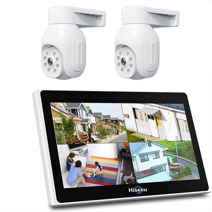 Omibum 4CH 3.0MP inalá mbrico WiFi PTZ 7 Pulgadas LCD Kit Seguridad Cámara de Vigilancia Interior, Audio Bidireccional, Control Remoto, Detección de Movimiento, Visión Nocturna
