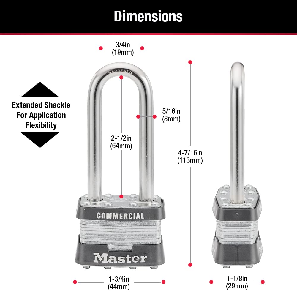 Master Lock 1DLJ Candado Laminado de Ancho 44 m, Gancho, 64 mm de Altura