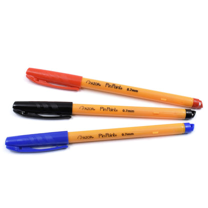 AZOR - Boligrafo De Punto Fino, 50 Piezas, Plumas, Punto Fino, .7 mm, Colores, 30 (Negro) 15 (Azul) 5 (Rojo), PinPoint 301.6825CS.
